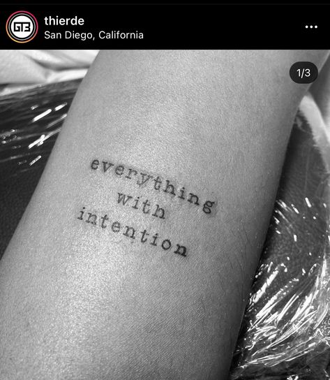 Good Intentions Tattoo, Live With Intention Tattoo, Intention Tattoo, Truth Tattoo, Cute Tiny Tattoos, Subtle Tattoos, Word Tattoos, Tiny Tattoos, Wrist Tattoos