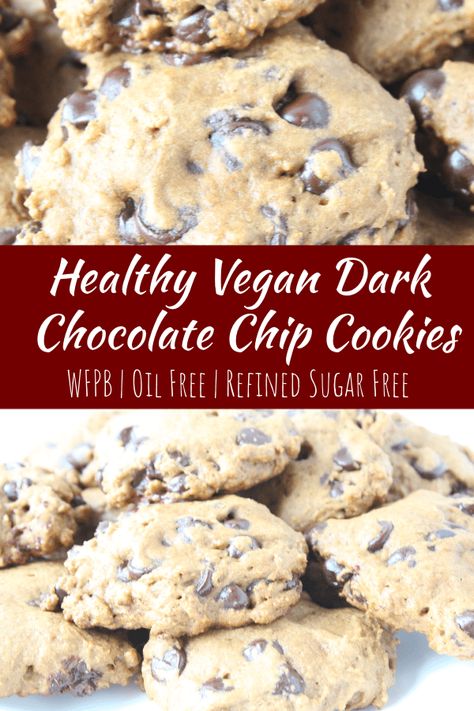 Healthy Vegan Dark Chocolate Chip Cookies - Simply Plant Based Kitchen Wfpb Vegan, Dark Chocolate Chip Cookies, Plant Based Desserts, Vegan Party, Wfpb Recipes, Vegan Dark Chocolate, Party Appetizers, Chip Cookie Recipe, Vegan Chocolate Chip