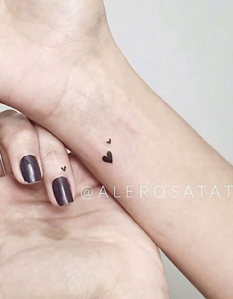 Adoption Date Tattoo Ideas, Families Tattoos, Micro Heart Tattoo, Small Heart Tattoos For Women, Micro Tattoos For Women, Heart Tattoo Ankle, Simple Heart Tattoos, Heart Tattoo Wrist, Tiny Heart Tattoos