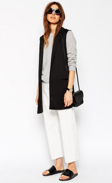 Sleeveless Jacket Black Sleeveless Blazer Outfit Winter, Black Sleeveless Jacket Outfit, No Sleeve Blazer Outfit, Black Blazer Vest Outfit, Sleevless Blazer Outfit, Black Sleeveless Blazer Outfit, Blazer Vest Outfit, Sleeveless Jacket Outfit, Black Sleeveless Blazer