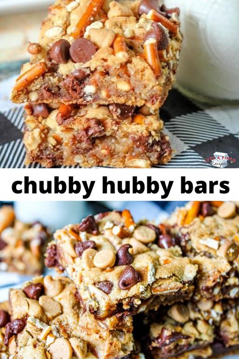 Sweet And Salty Baked Goods, Chest Bars Dessert, Chubby Hubby Bars, Sweet And Salty Bars, Pretzel Bars Recipes, Easy Bakery Treats, Desserts That Dont Need Refrigerated, Sweet And Salty Desserts Easy, Pantry Staple Dessert