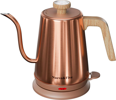 Nueve&Five Gooseneck Electric Kettle with Thermometer, Copper Tea Kettle with Auto Shut-Off,1000W Hot Water Kettle Electric of Stainless Steel,Electric Kettles for,Coffee & Tea Hot Water Kettle, Kettle Electric, Electric Kettles, Pour Over Kettle, Gooseneck Kettle, Copper Tea Kettle, Electric Tea Kettle, Tea Kettles, Tea Store