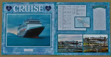 Title Page of the Cruise - Project Idea - Scrapbook.com Scrapbooking Alaska, Cruise Scrapbook Pages, Cozumel Cruise, Scrapbooking Layouts Travel, Pink Sunrise, Cruise Scrapbook, Scrapbook Design Layout, Scrapbook Pictures, Scrapbook Borders