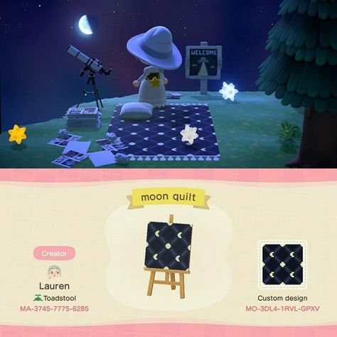 Custom Patterns Animal Crossing, Acnh Outdoor Hospital, Animal Crossing Design Codes Patterns, Acnh Star Design Codes, Quilt Animal Crossing, Animal Crossing Star Design, Moon Path Acnh, Acnh Pillow Design Code, Animal Crossing Paths Codes