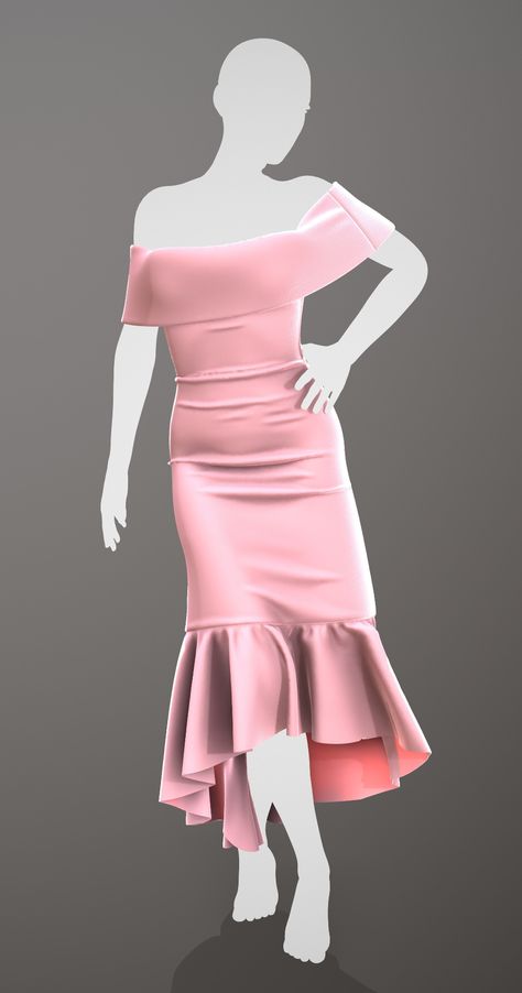 ArtStation - Midi Frill Dress Frill Dress, No Frills, Sleeveless Dress, Pattern, Dresses, Quick Saves