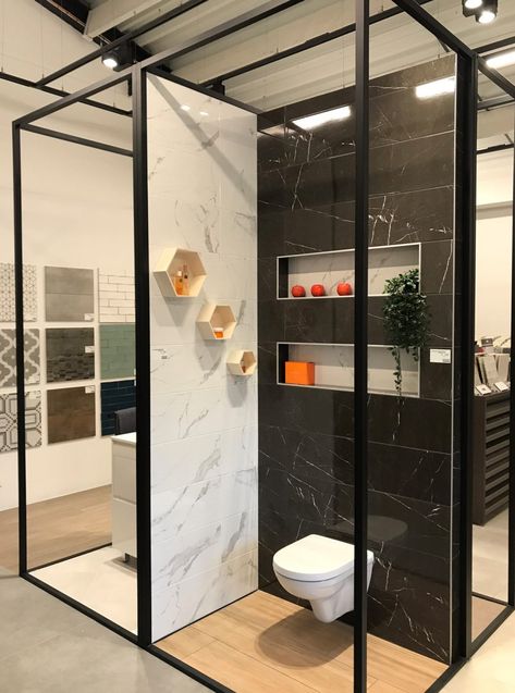 FRAME BOX CORNER - Tile boxes - Dermul showrooms and displays Bathroom Showrooms Display, Tile Store Display, Showroom Tiles Display, Tile Store Showroom, Showroom Bathroom Design, Tiles Showroom Design, Tiles Showroom Interior Design, Bathroom Showroom Display Store Design, Tile Display Showroom