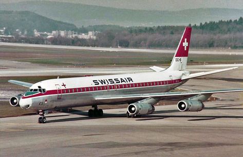 HB-IDI Swissair McDonnell Douglas DC-8-62 02.1979 ZRH Douglas Dc 8, Swiss Air, Turbine Engine, Jet Age, Vintage Airlines, Civil Aviation, Aviation History, Airlines, Aircraft