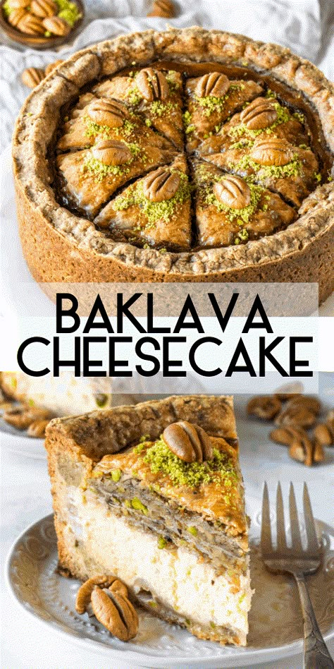 Baklava Tart, Baklava Pie, Baklava Cake Recipe, Cheesecake Baklava, Unique Cheesecake Recipes, Baklava Cake, Traditional Baking, Cheesecake Cake Recipes, Baklava Cheesecake