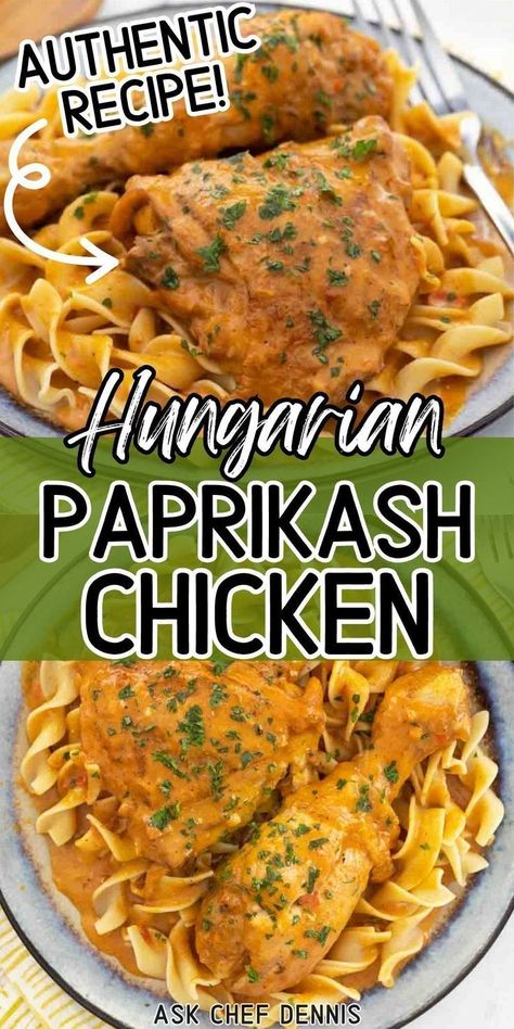 Chicken Paprikash Recipe, Hungarian Chicken Paprikash, Paprikash Recipe, Hungarian Chicken, Chicken Paprikash, New Recipes For Dinner, Hungarian Cuisine, Paprika Sauce, Favorite Pasta Recipes