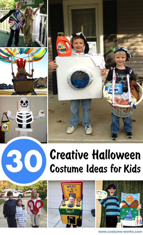 30 Creative DIY Halloween Costumes for Kids...some of these work for adults too. I like the hot air balloon and the wheel of fortune couple Halloween Costume Ideas For Kids, Costume Ideas For Kids, Creative Halloween Costume Ideas, Most Creative Halloween Costumes, Creative Halloween Costumes Diy, Diy Halloween Costumes For Kids, Homemade Costumes, Halloween Costume Contest, Creative Costumes