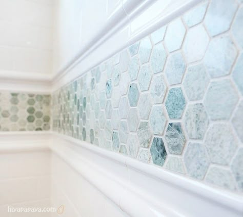 Hexagon Tile Backsplash - Foter Bathroom Border Tiles, Hexagon Tile Backsplash, Hexagon Tile, Border Tiles, Accent Tile, Upstairs Bathrooms, Bathroom Redo, Design School, Parade Of Homes