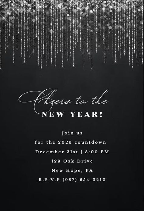 Glitz And Glam Invitation Template, New Year Invitation Card, New Year Party Invite, New Year Invitation Template, New Year Party Invitation, New Year Invitation, Glam Invitation, Newyear Party, Napkin Cards