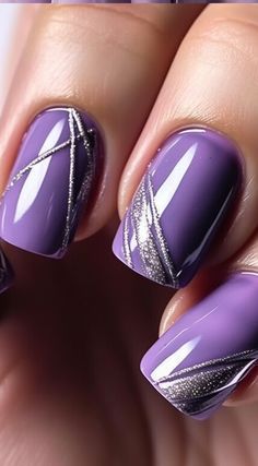 Baby Boomer Nails, Purple Nail Art Designs, Glitter French Nails, Purple Ombre Nails, Fab Nails, Purple Nail Art, Summer Gel Nails, Anklet Tattoos, Lilac Nails