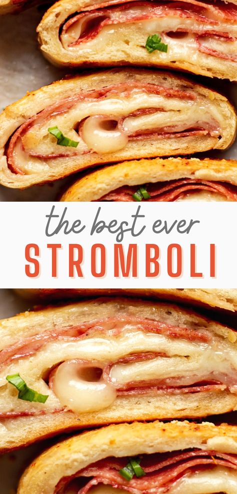 stromboli recipe Oven Baked Dinner Recipes, Authentic Italian Stromboli Recipe, Homemade Stromboli Recipe, Italian Stromboli Recipe, Stromboli Recipe Pepperoni, Stromboli Dough Recipe, Pepperoni Stromboli, Stromboli Dough, Baked Dinners