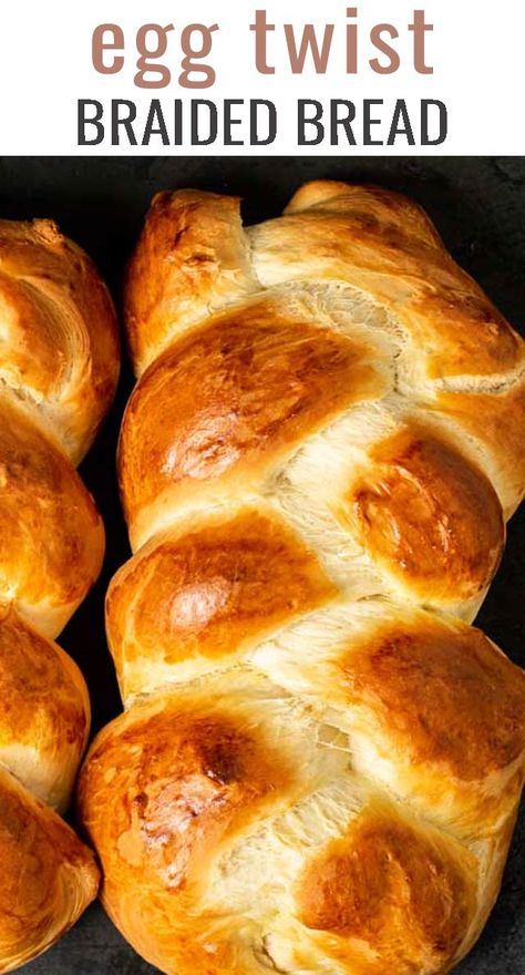 Egg And Bread Recipes, Twist Bread, Bread Twists, Egg Bread, Braided Bread, Homemade Dinner Rolls, Easter Bread, Challah Bread, Bread Bun