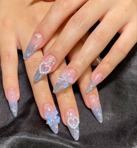 Fake Nails Designs, Girly Acrylic Nails, Pretty Gel Nails, Really Cute Nails, Unique Acrylic Nails, Kawaii Nails, Funky Nails, Best Acrylic Nails, Cute Acrylic Nails