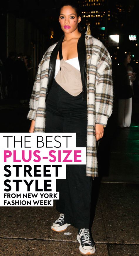 The Best Plus-Size Street Style From New York Fashion Week | At InStyle, we focus exclusively on plus-size street style during New York Fashion, because those outfit pairings — and the people wearing them — deserve a spotlight that's all their own.#streetstyle #womensfashion #plussize #plussizefashion Plus Size Fashion Week Street Style, Plus Size Celebrity Style, Paris Fashion Plus Size, Paris Plus Size Outfits, Plus Size Street Style 2023, Hip Hop Fashion Women Street Style, Plus Size Street Style Edgy, Nyc Outfits Street Styles, Plus Size Parisian Style