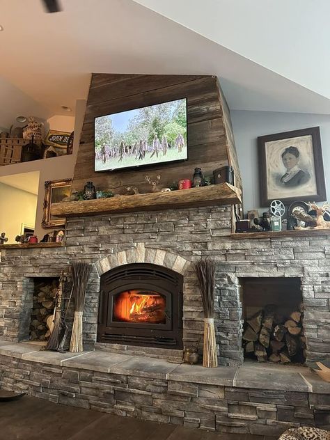 Old Wood stoves, Coal Stoves, Antique Stoves,& Masonry Heaters. | Me and my father designed and built this Quadrafire fireplace | Facebook Coal Stove, Antique Stove, Fireplace Remodel, My Father, Old Wood, Wood Stove, Rustic House, Stove, Beautiful Homes