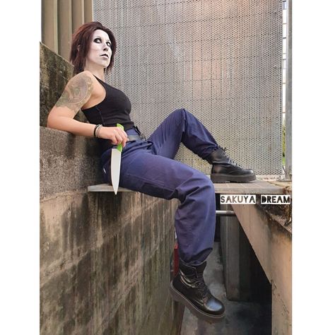 Michael myers female cosplay version Female Michael Myers, Mike Myers, Michael Myers, Leather Pants, Normcore, Pants, Leather Trousers, Trousers