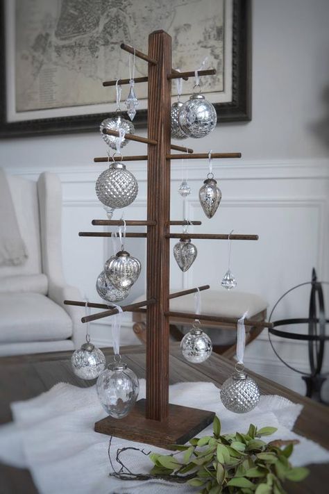 Looking for a beautiful statement piece for your room? We have got you covered! This gorgeous Christmas tree ornament display/holder is stained brown. The dowels come out for easy shipping and storage. They are easy to put in and take out. The tree holds 16 ornaments if you put one ornament on each Christmas Diy Tree Decor, Ornament Tree Display, Ornament Holder, Craft Booth Displays, Craft Fair Displays, Ornament Display, Craft Display, Craft Show Displays, Gorgeous Christmas