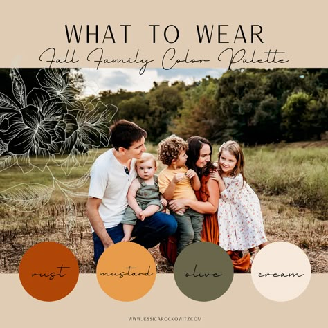 Outside Fall Pictures Family, Fall Photoshoot Outfits Family Rust, Fall Family Photos Color Scheme Orange, Rust Orange Fall Family Pictures, Fall Outside Family Pictures, Color Palette For Sunflower Family Pictures, Fall Picture Palette, Early Fall Family Pictures, Fall Photography Family Outfits