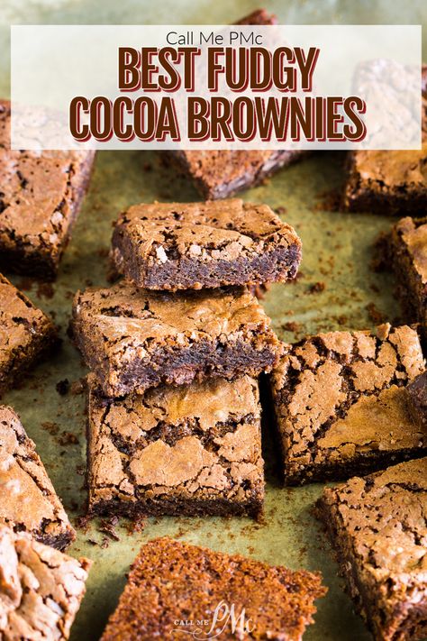 Best Fudgy Cocoa Brownies are fudgy and super tasty. This brownie recipe has just cocoa powder making them budget-friendly yet they're rich and delicious. Brownie Cocoa Powder, 9x13 Brownies, Recipes Using Cocoa Powder, Recipe For Brownies, Brownies Fudgy, Cocoa Powder Brownies, One Bowl Brownies, Cocoa Powder Recipes, Giada Recipes