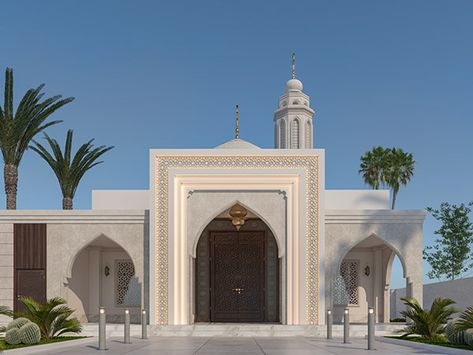 Mosque Elevation, Mosque Exterior Design, Mushola Design, Mosque Facade, Mosque Exterior, Masjid Design, Modern Mosque, Mosque Design Islamic Architecture, Mosque Design