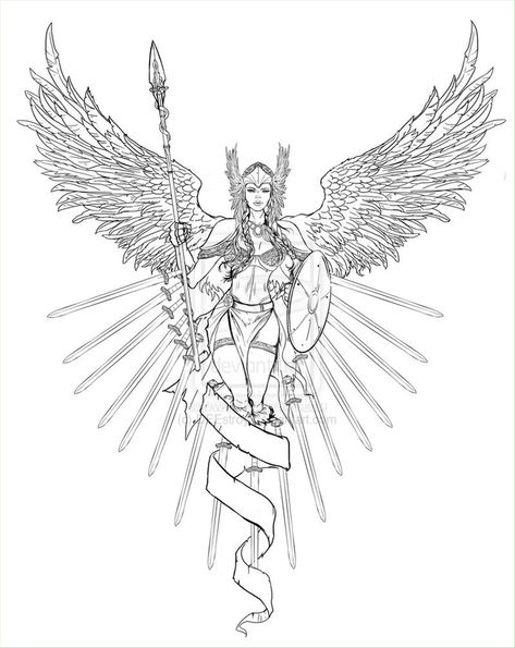 Tattoo Ideas Female Color, Valkyrie Tattoo, Goddess Tattoo, Nordic Tattoo, Norse Tattoo, Angel Drawing, Mythology Tattoos, Angel Warrior, Traditional Tattoo Flash