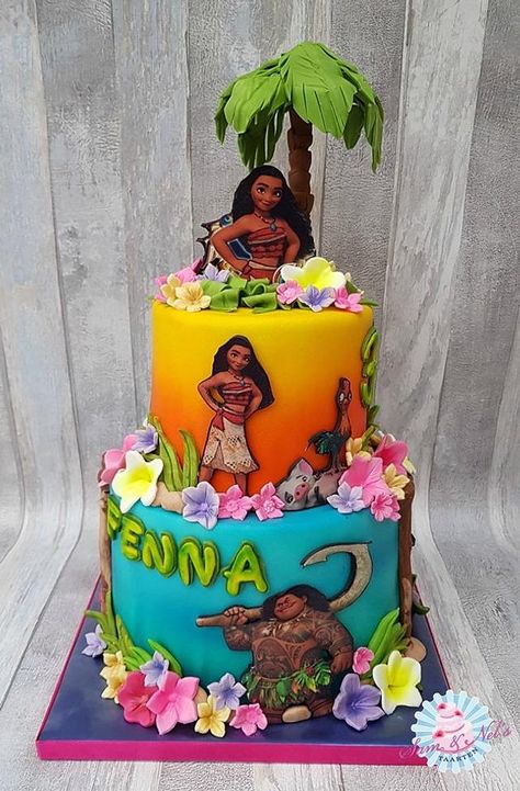 Moana Cake Design, Moana Theme Cake, Moana Birthday Party Cake, Moana Birthday Cake, Moana Birthday Party Theme, Cake Pop Recipe Easy, Kids Cake Toppers, Tropical Cake, Nice Cake