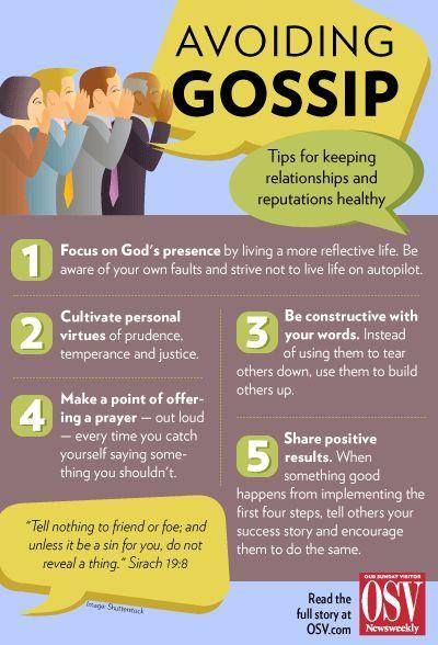 Christian Tips For Avoiding Gossip - I would add _ If it's not your news, don't tell it! Avoiding Gossip, Christian Tips, Catholic Family, Faith Formation, Religious Education, Publishing Company, Pope Francis, Catholic Faith, Christian Life