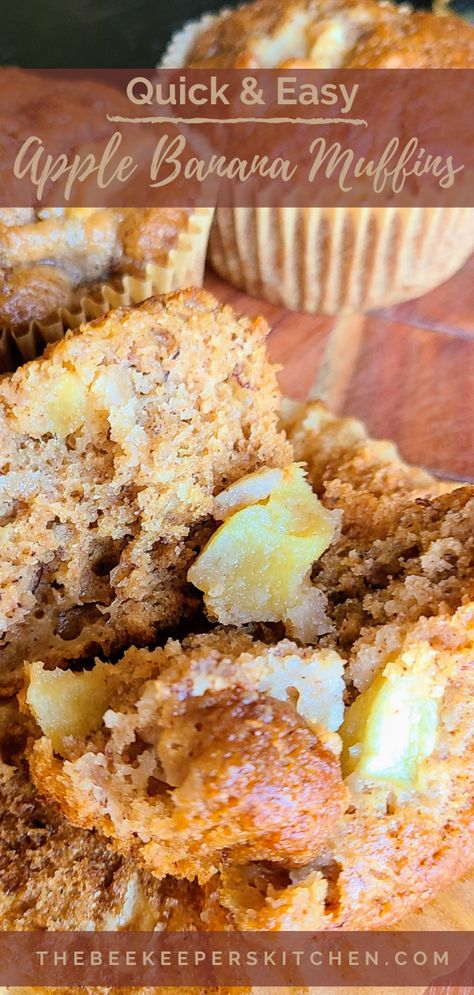 Banana Apple Recipes, Apple Banana Muffins, Banana Cinnamon Muffins, Apple Banana Bread, Apple Muffin Recipes, Banana Oatmeal Muffins, Banana Muffin, Banana Muffin Recipe, Banana Bread Muffins