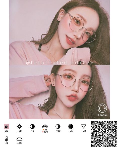 #foodie #foodiefilter #aesthetic #filter Qr Foodie, Foodie Filter Code, Code Foodie, Foodie Filter, Pink Filter, Filter Code, Aesthetic Filter, Polarr Codes, Soft Pink