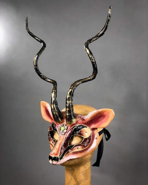 @eriksinspiration on Instagram: “#gazelle #horns #antlers #africa #wildlife #papermache #handmade #mask #masquerade #eriksinspiration #cirquedusoleil #art #artist #followme…” Deer Masquerade Mask, Antler Mask, Deer Mask Masquerade, Fantasy Horned Masks For Masquerade, Masquerade Mask Deer, Gazelle Horns, Dog Masquerade Mask, Horned Masquerade Mask, Animal Masquerade Mask