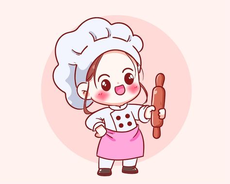 Cute Chef Cartoon, Chef Cartoon Logo, Chef Girl, Cartoon Art Illustration, Chef Cartoon, Cartoon Art, Chef