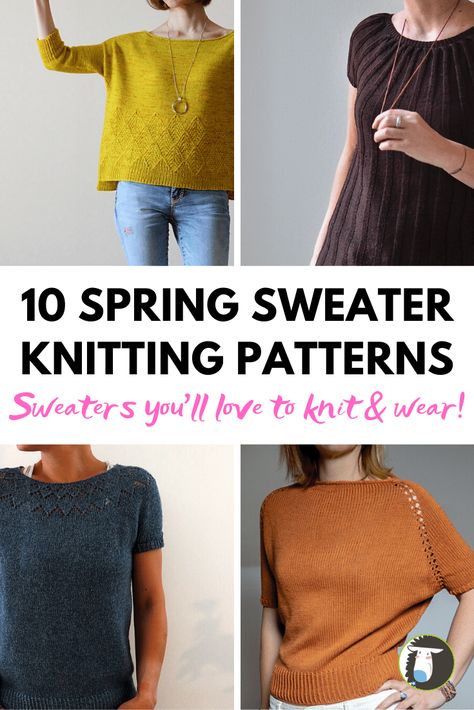 10 Spring Pullover Sweater Knitting Patterns: Modern styles you’ll love to knit and wear! Dk Weight Knitting Patterns Free, Spring Sweater Knitting Pattern, Top Down Sweater Patterns Free Knitting, Knitting Patterns For Sweaters, Pullover Sweater Knitting Pattern, Knit A Sweater, Unique Knitting Patterns, Knitting Tops, Chunky Knit Pillow