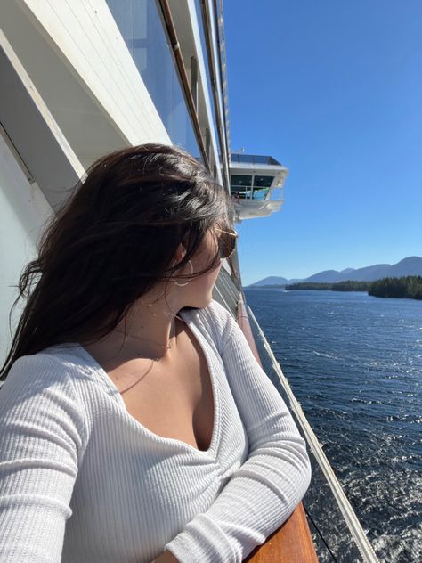 Cruise photo, cruise, cruise picture, cruise picture ideas, balcony, alaska, alaskan cruise, port, neutrals, summer, natural, nature, ocean, vacation, travel, travel picture, cruise aesthetic, ig, inspo Cruise Insta Pic Ideas, Alaskan Cruise Aesthetic, Cruise Selfie Ideas, Cruise Photos Ideas, Alaska Cruise Aesthetic, Aesthetic Cruise Pictures, Cruise Photo Ideas Instagram, Cruise Picture Ideas Instagram, Cruise Pics Ideas