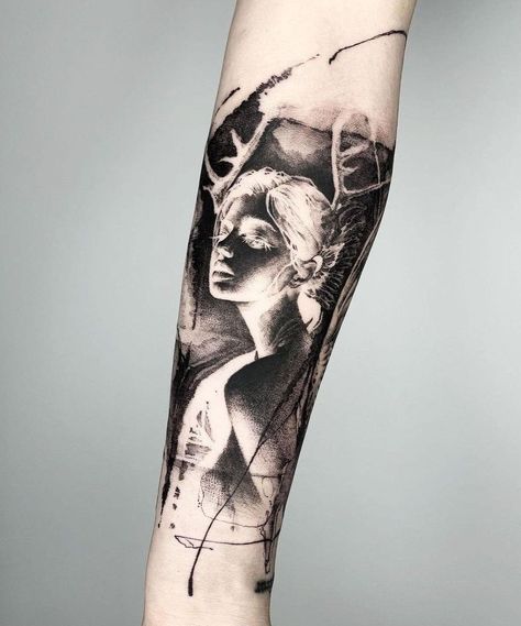 Surreal Tattoo Sleeve, Cyberpunk Style Tattoo, Surrealism Tattoo Design, Negative Tattoo, Surreal Tattoo, Blackout Tattoo, Carpe Koi, Incredible Tattoos, Gothic Tattoo