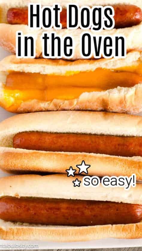 Baked hot dogs on buns, lined up next to one another. Cook Hot Dogs In Oven, How To Cook Hotdogs In The Oven, Ways To Cook Hot Dogs Ideas, How Long To Bake Hot Dogs In The Oven, Broiled Hot Dogs In Oven, Hot Dog Seasoning Recipe, Bake Hotdogs In Oven, Baked Hot Dogs In The Oven, Oven Roasted Hot Dogs