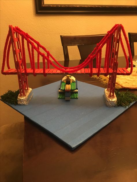 Golden Gate Bridge Project, Bridge School Project, Clay Bridge, Bridge Craft, Stem Bridges, Road Trip Theme, Famous Structures, Bridge Project, Bridge Model