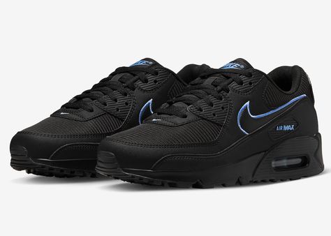 Nike Air Max 90 Black, Nike Air Max 90 Mens, Air Max 90 Black, Air Max 95, University Blue, Sport Football, Nike Air Max 90, Black Rubber, Nike Sportswear