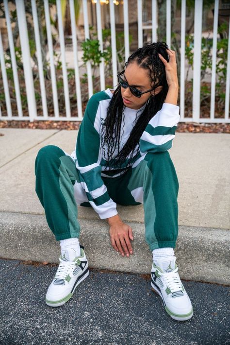 Credit: ShadeTV 🎥 Marissa Hill Jordan 4 Retro Seafoam Outfit, Seafoam Green 4s Outfit, Oil Green Jordan 4 Outfit, Seafoam Jordan 4 Outfit, Jordan Seafoam Outfit, Seafoam Jordan 4s Outfits, Sea Foam Jordan 4 Outfit, Pine Green Jordan 4 Outfit, Sea Foam Jordan 4