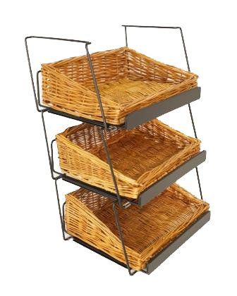 Bread Display, Stackable Baskets, Snack Display, Bakery Display Case, Pastry Display, Pos Design, Bakery Shop Design, Candy Ideas, Willow Basket