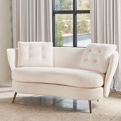 Amazon.com: 64.2" Modern Small Loveseat Sofa Couch for Living Room,Upholstered Comfy Curved Sofa with Metal Legs&2 Pillows,Mid Century 2 Seater Couch for Living Room,Bedroom,Apartment,Office,Small Places(Pink) : Home & Kitchen 2 Seater Couch, Small Loveseat, Couch For Living Room, Apartment Office, Curved Sofa, Small Places, Chaise Lounge Chair, Loveseat Sofa, 2 Seater Sofa