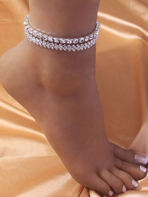 Rhinestone Anklet, Diamond Anklet, Star Anklet, Expensive Jewelry Luxury, Ankle Jewelry, Women Anklets, Rhinestone Decor, Silver Anklets, Foot Jewelry