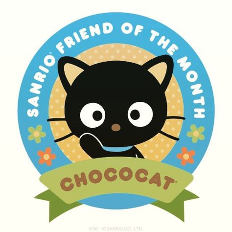 For all you Chococat lovers (or just like to get free stuff). Chococat is our friend of the month. Sanrio Friend Of The Month, Emoticons Download, Holiday Door Decorations, Hello Sticker, White Png, Hello Kitty Friends, Hello Kitty Aesthetic, Hello Kitty Characters, Hello Kitty Cake