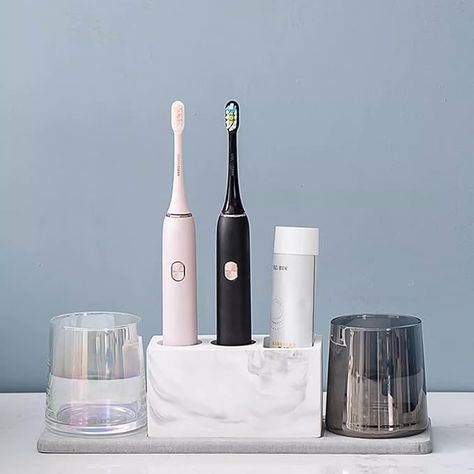 Amazon.com: Diatomite Electric Toothbrush Holders for Bathrooms, Fast Dry Stone Drying Tray Toothpaste Holders, Instant Dry Sink Organizer Water Absorbing Bathroom Accessories Countertop Storage : Home & Kitchen Sonicare Toothbrush Storage, Bathroom Skin Care Organization, Toothpaste Holder Ideas, Toothbrush Organization Ideas, Toothpaste Storage Ideas, Electric Toothbrush Aesthetic, Electric Toothbrush Storage Hidden, Tooth Brush Holder Ideas, Toothbrush Storage Ideas