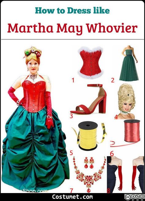 Martha May Costume Diy, Diy Martha May Whovier Costume, Martha Mae Who Costume, Martha May Whovier Costume Diy, Grinch And Martha May Costumes, Martha May Costume, Martha May Whovier Costume, Grinchmas Decor, Whoville Characters