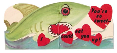 You're so sweet I could eat you up! | Vintage Valentine: sha… | Flickr Weird Valentines Cards, Weird Valentines, Silly Valentines, Sharks Scary, Funny Valentines Cards, Vintage Valentine Cards, My Funny Valentine, Vintage Valentine, Valentine Card