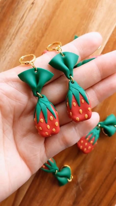 Strawberry candy earrings in 2022 | Polymer clay flower jewelry, Polymer clay jewelry tutorials, Polymer clay jewelry Clay Jewelry Tutorials, Clay Flower Jewelry, Candy Earrings, Strawberry Candy, Jewelry Polymer Clay, Polymer Clay Flower Jewelry, Diy Earrings Polymer Clay, Polymer Clay Jewelry Tutorials, Polymer Clay Diy