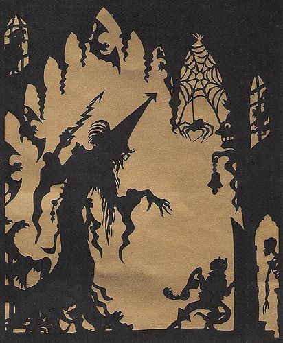 Still from Frog Prince, early animation, pre-carton, worth looking at the original blogpost, absolutely fascinating! Spooky Silhouettes, Witches Art, Weimar Republic, Halloween Garland, Halloween Silhouettes, Shadow Puppets, Halloween Images, Theme Halloween, Witch Art